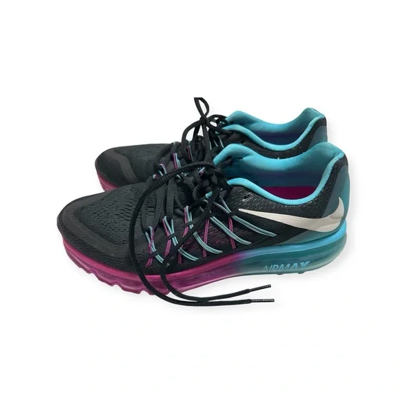 Nike Black and Blue Athletic Shoes with Air Max Cushioning - Picture 1 of 4